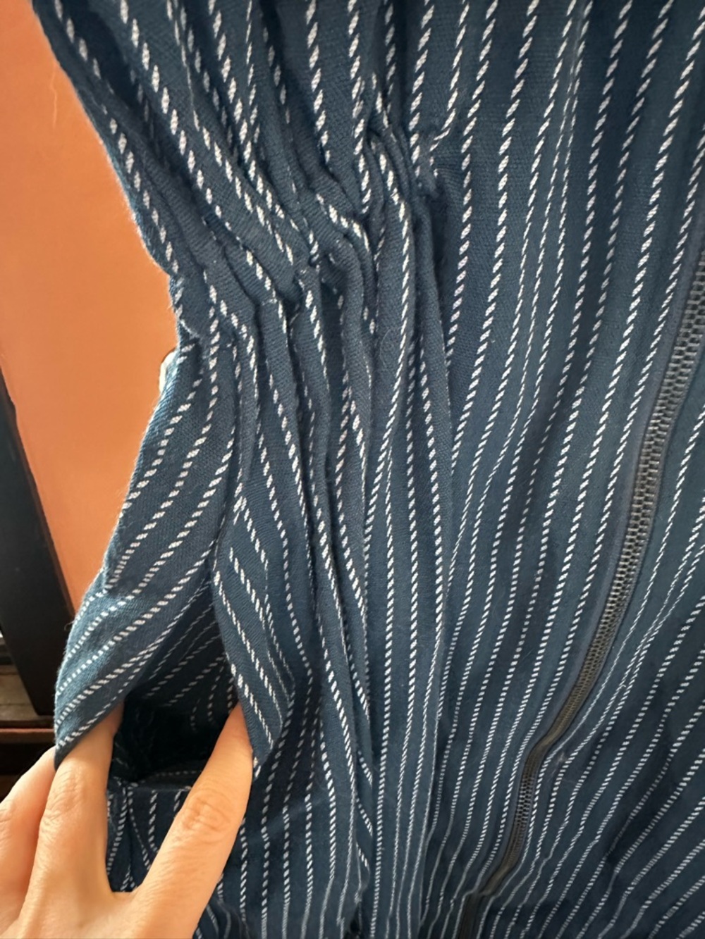 Noble Women’s Navy Pinstripe Utility Zip-Front Dress - Picture 5 of 7